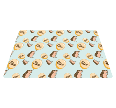 Egel met ballonnen met naam kinder placemat - TenStickers