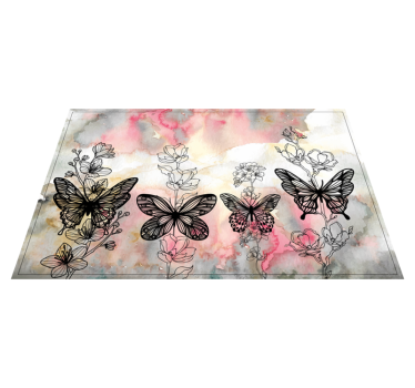Bloemen vlinder accenten placemat - TenStickers