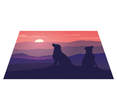 Originele placemat silhouet honden zonsondergang - TenStickers