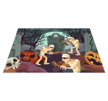 Halloween placemat mummies uitkomend grafveld - TenStickers