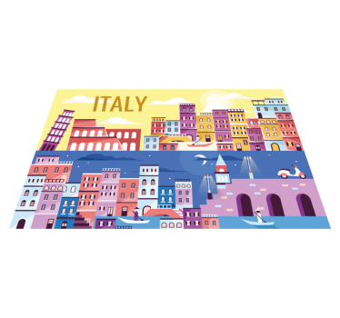 Placemat met naam vibrant italiaanse stadsscape - TenStickers