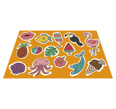 Kinder placemat kleurrijke tropische elementen - TenStickers