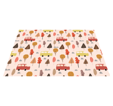 Kinder placemat kleurrijke auto bomen - TenStickers