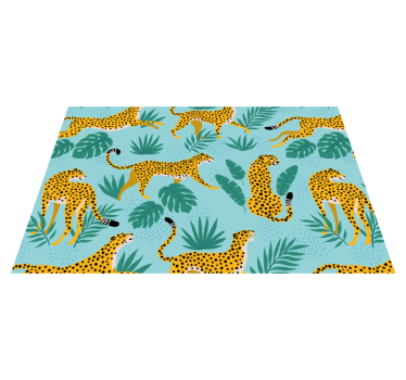 Originele placemat met luipaardpatronen en groene bladeren - TenStickers