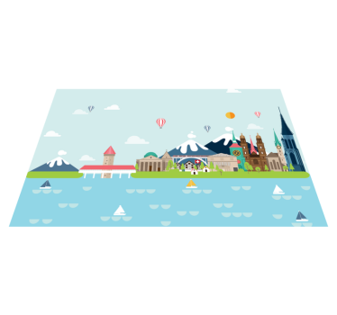 Originele placemat kleurrijk stadslandschap scene - TenStickers