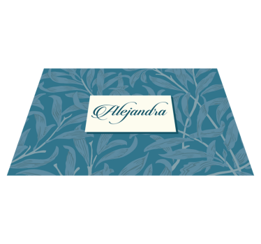 Placemat met naam elegant bladontwerp - TenStickers