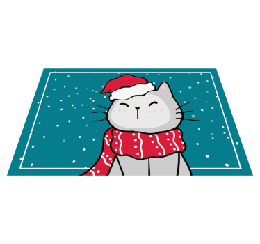 Kerstmis placemat vrolijke kat kerstman - TenStickers