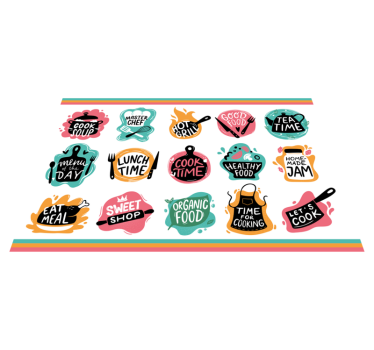 Rechthoekige placemats Koken voedsel keuken badge logo's - TenStickers
