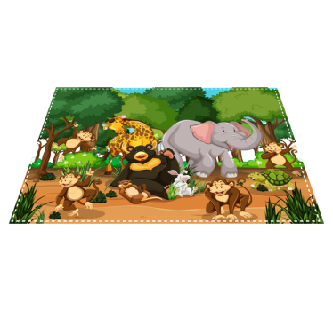 Kinder placemat dierenpret scène - TenStickers