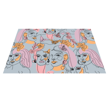 Originele placemat met gestileerde gezichten patroon - TenStickers