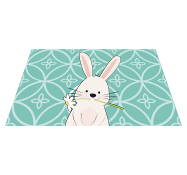 Kinder placemat schattig konijn met bloem - TenStickers