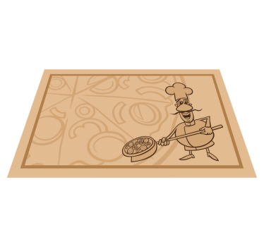 Kinder placemat chef die pizza vasthoudt - TenStickers