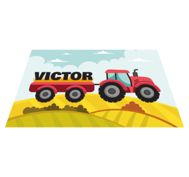 Placemat voor huis Kleurrijke tractor en naam - TenStickers