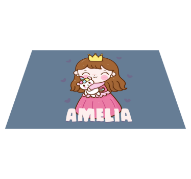 Kinder placemat schattige prinses met eenhoorn - TenStickers