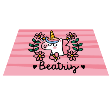 Kinder placemat dromerige eenhoorn met bloemen - TenStickers