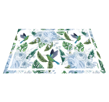 Moderne placemat met bloemen kolibrie patroon - TenStickers