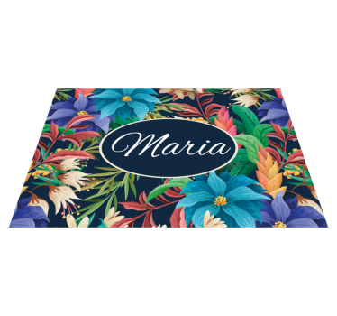 Placemat met naam bloemrijke gepersonaliseerde schaal - TenStickers