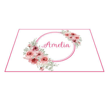 Placemat bloemen Roze bloemen op witte achtergrond - TenStickers