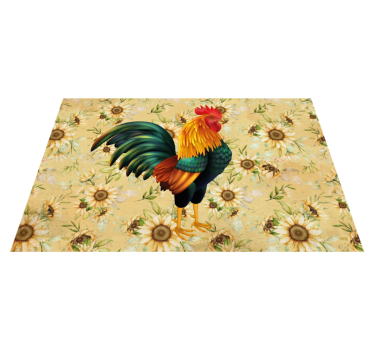 Originele placemat kleurrijk haan middelpunt - TenStickers