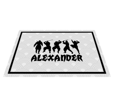 Placemat met naam ninja warrior silhouetten - TenStickers