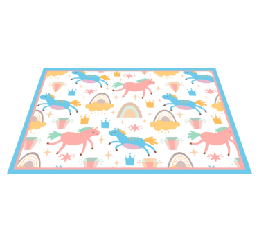 Kinder placemat kleurrijke eenhoorns rennend - TenStickers