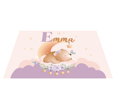 Rechthoekige placemats Schattige dieren beer met naam - TenStickers