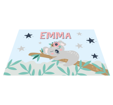 Rechthoekige placemats Schattige koala voor meisje met naam - TenStickers