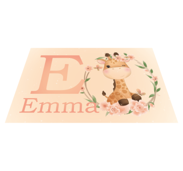 Ronde placemats Schattige giraf voor meisje met naam - TenStickers
