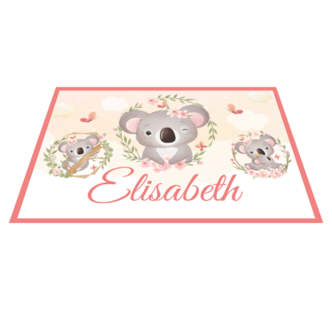 Schattige dieren koala met naam Kinder placemat - TenStickers