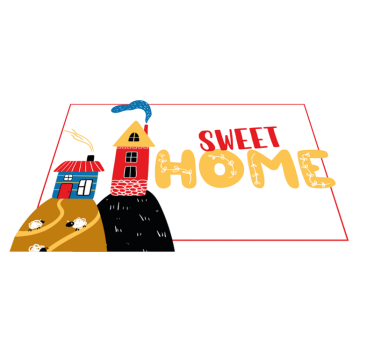 Kinder placemat kleurrijke huisscène - TenStickers