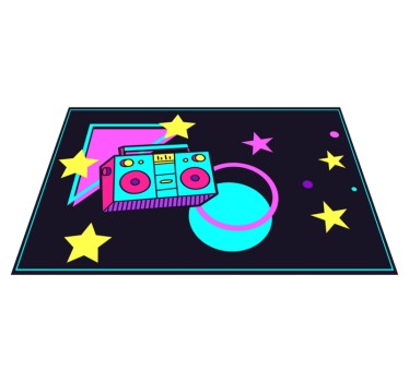 Originele placemat kleurrijke retro boom box - TenStickers