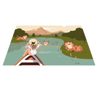 Kinder placemat speelse tijgers scene - TenStickers
