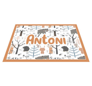 Placemat met naam Scandinavisch bos met dieren - TenStickers
