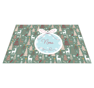 Kerst bal placemat met naam - TenStickers