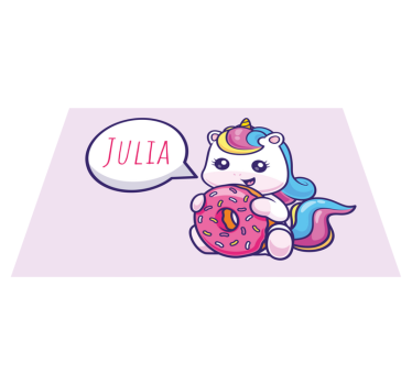 Eenhoorn placemat met donut en naam - TenStickers