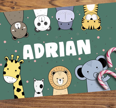 Rechthoekige placemats Dierentekenfilms met naam - TenStickers