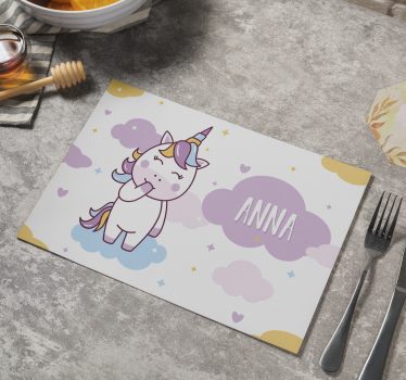 Placemat eenhoorn met naam - TenStickers