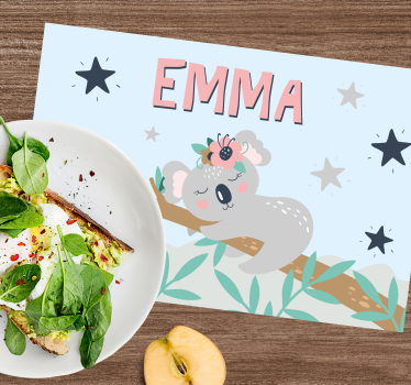Rechthoekige placemats Schattige koala voor meisje met naam - TenStickers