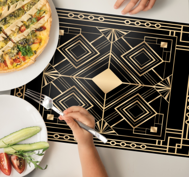 Elegante placemats Moderne kunst zwart en gouden deco - TenStickers