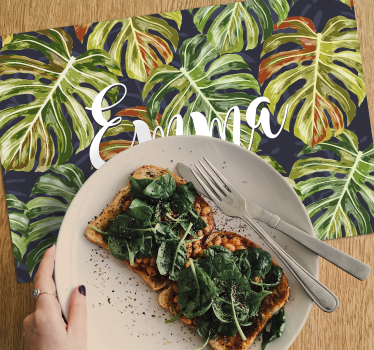 Gepersonaliseerde monstera bloemen vinyl placemats - TenStickers