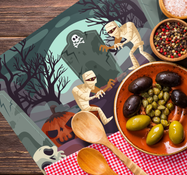Halloween placemat mummies uitkomend grafveld - TenStickers