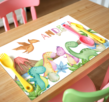 Jura-scène placemat met naam - TenStickers