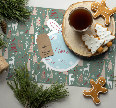 Kerst bal placemat met naam - TenStickers
