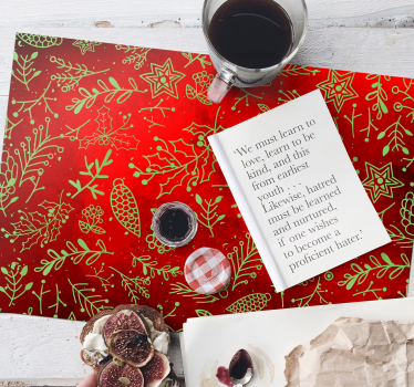Kerstmis placemat feestelijk rood bloemig - TenStickers