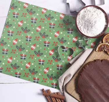 Kerstmis placemat met feestelijk ornamentenpatroon - TenStickers