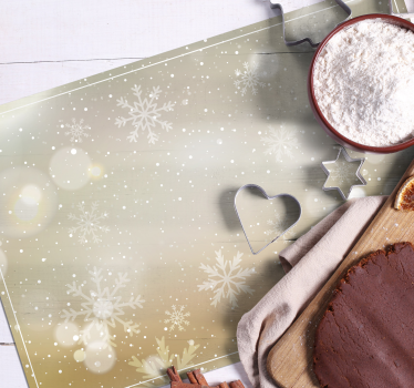 Kerstmis placemat met feestelijke sneeuwvlokken achtergrond - TenStickers