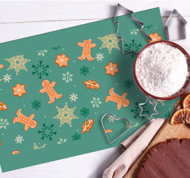 Kerstmis placemat met peperkoekkoekjespatronen - TenStickers