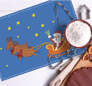 Kerstmis placemat santa slede rit - TenStickers