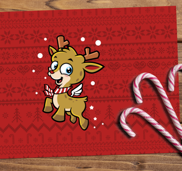 Kerstmis placemat schattig rendier karakter - TenStickers