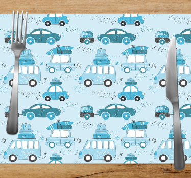 Kinder placemat auto's met bagage - TenStickers